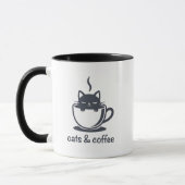 Cats and Coffee Minimalist Noir Feline Quote Mok (Links)