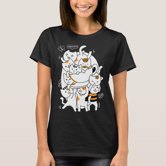 Cats and Coffee T-shirt (Voorkant)