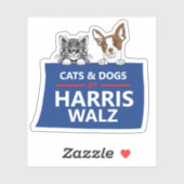 Cats and Dogs for Harris Walz Sticker (Vel)