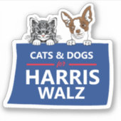 Cats and Dogs for Harris Walz Sticker (Voorkant)