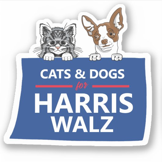 Cats and Dogs for Harris Walz Sticker (Voorkant)