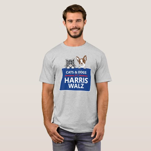 Cats and Dogs for Harris Walz T-shirt (Voorkant volledig)
