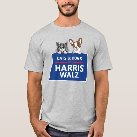 Cats and Dogs for Harris Walz T-shirt (Voorkant)