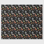 Cats And Dogs Pattern Design On Black  Cadeaupapier (Vlak)