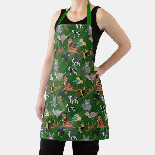 Cats And Dogs Pattern Design On Green  Schort (Insitu)