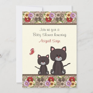 Cats and Flowers Baby shower voor meisjes Kaart