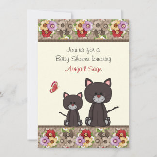 Cats and Flowers Baby shower voor meisjes Kaart