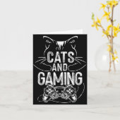 Cats And Gaming Funny For Gamer, Cat Lover, Cat Mo Kaart (Gele Bloem)