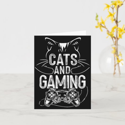 Cats And Gaming Funny For Gamer, Cat Lover, Cat Mo Kaart (Gele Bloem)