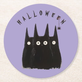 Cats and Halloween, personalized Ronde Kartonnen Onderzetter