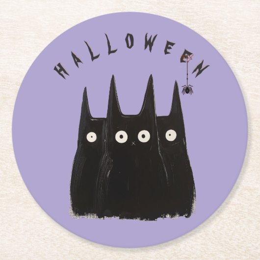 Cats and Halloween, personalized Ronde Kartonnen Onderzetter (Voorkant)