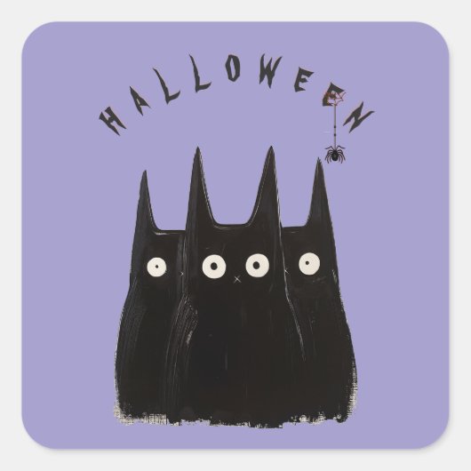 Cats and Halloween, personalized Vierkante Sticker (Voorkant)