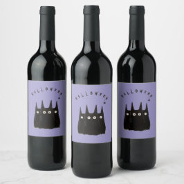Cats and Halloween, personalized Wijn Etiket