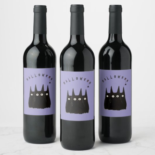 Cats and Halloween, personalized Wijn Etiket (Flessen)