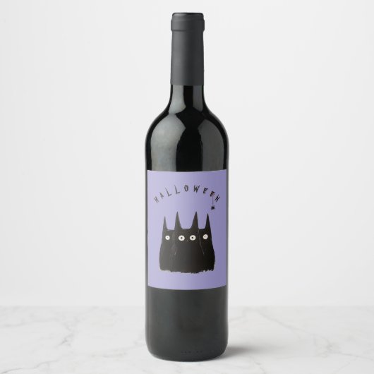 Cats and Halloween, personalized Wijn Etiket (Voorkant)