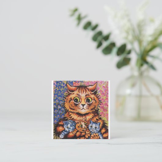 Cats and her Kittens Louis Wain Vierkante Visitekaartje (Staand voorkant)