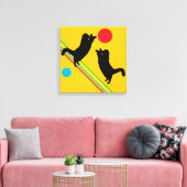 Cats and Moon on Yellow Abstract Canvas Print (Insitu (Woonkamer))