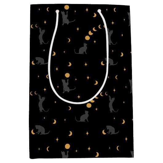 Cats and Moon Phases Gift Bag Medium Cadeauzakje (Voorkant)
