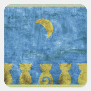 Cats and Moon - vierkante sticker