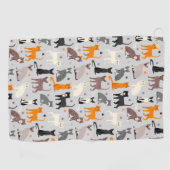 Cats and Paw Prints Golfhanddoek (Horizontaal)