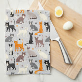 Cats and Paw Prints Theedoek (Quarter Fold)