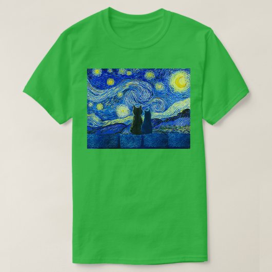 Cats and Starry Night T-shirt (Design voorkant)