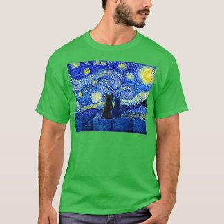 Cats and Starry Night  T-shirt