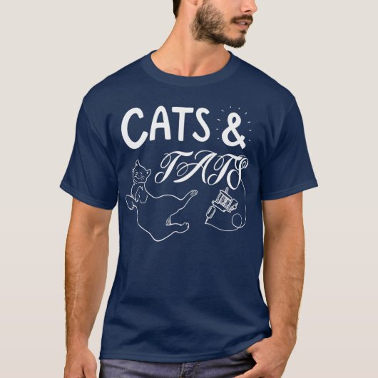 Cats and Tats Funny Cat Cool Cat Tattoo Liefhebber T-shirt (Voorkant)