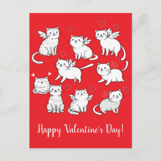 Cats Angels Happy Valentijnsdag Briefkaart (Voorkant)