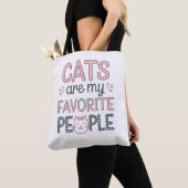 "Cats Are My Favorite People" Funny Cat Mom Tote Bag (Dichtbij)