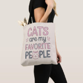 "Cats Are My Favorite People" Funny Cat Mom Tote Bag (Dichtbij)