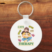 Cats Are My Therapy – Cute Cat Lover Design Sleutelhanger (Voorkant)