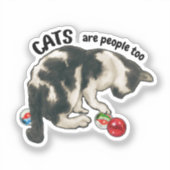 CATS are PEOPLE Too, Artwork of Cat and Marbles Sticker (Voorkant)