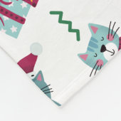 Cats At christmas Whimsical Pattern Fleece Deken (Hoek)