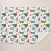 Cats At christmas Whimsical Pattern Sherpa Deken (Voorkant (horizontaal))