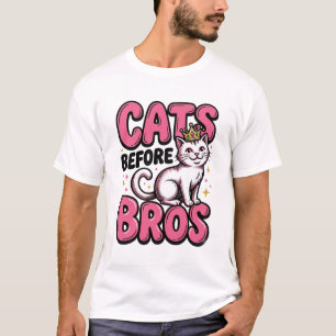 Cats Before Bros Vintage Kat Kroon T-shirt Ontwerp