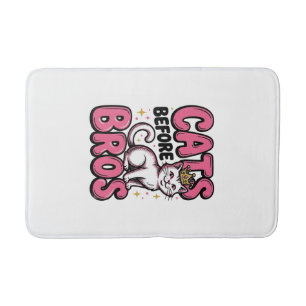 Cats Before Bros Vintage Kat Kroon T-shirt Ontwerp Badmat