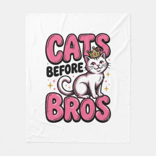 Cats Before Bros Vintage Kat Kroon T-shirt Ontwerp Fleece Deken