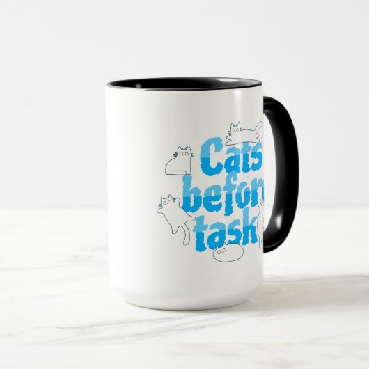 Cats Before Tasks Funny Cat Mug Mok (Voorkant rechts)