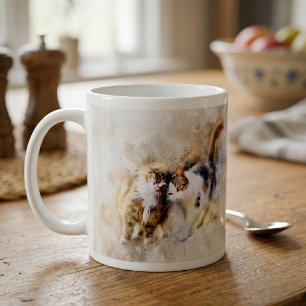 Cats beste vrienden voor altijd waterverf koffiemok