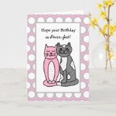 Cats Birthday Cute Whimsical Folk Art Kaart (Gele Bloem)