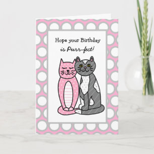 Cats Birthday Cute Whimsical Folk Art Kaart