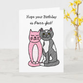 Cats Birthday Cute Whimsical Folk Art Kaart (Gele Bloem)