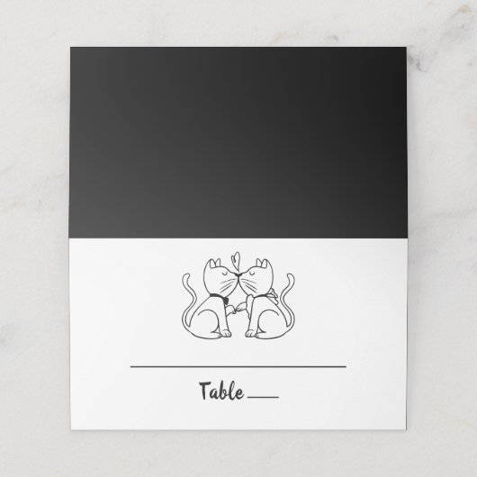Cats Black Wedding Vrijgezellenfeest Jubileum Plaatskaartje (Buitenkant ongevouwen)