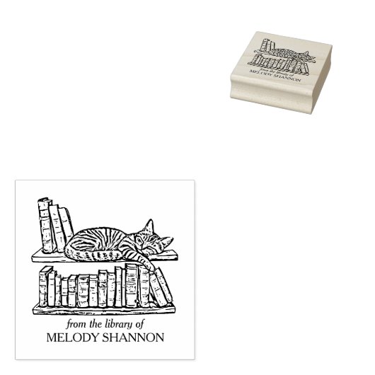  Cats Boekenplank Boekenplaat Rubberstempel (Gestempeld)