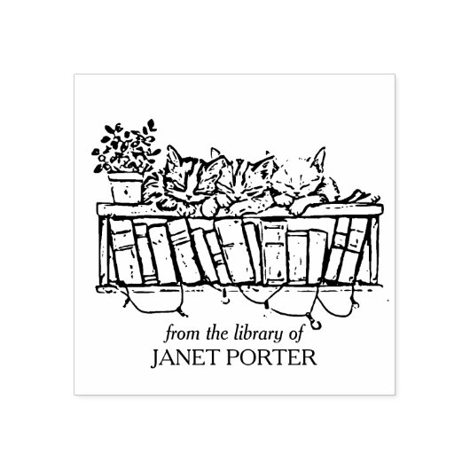  Cats Boekenplank Boekenplaat Rubberstempel (Afrduk)