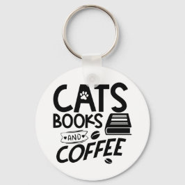 Cats Booee Coffee Typography Bookworm Gezegde Sleutelhanger