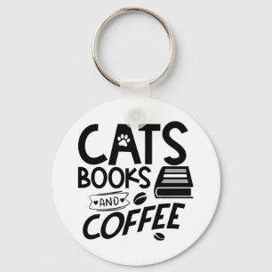 Cats Booee Coffee Typography Bookworm Gezegde Sleutelhanger