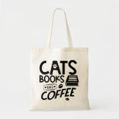 Cats Booee Coffee Typography Bookworm Quote Tote Bag (Voorkant)