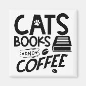 Cats Booee Coffee Typography Reading Quote Magneet (Voorkant)